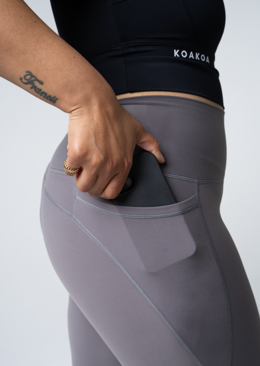 Endurance Pocket Leggings - Taupe Grey